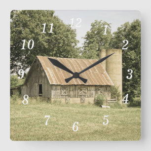 Strafford MO Barn Antique Wall Clock Fyrkantig Klocka