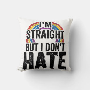 Straight Ally Regnbåge Vintage Typografi T-shirt_1 Kudde