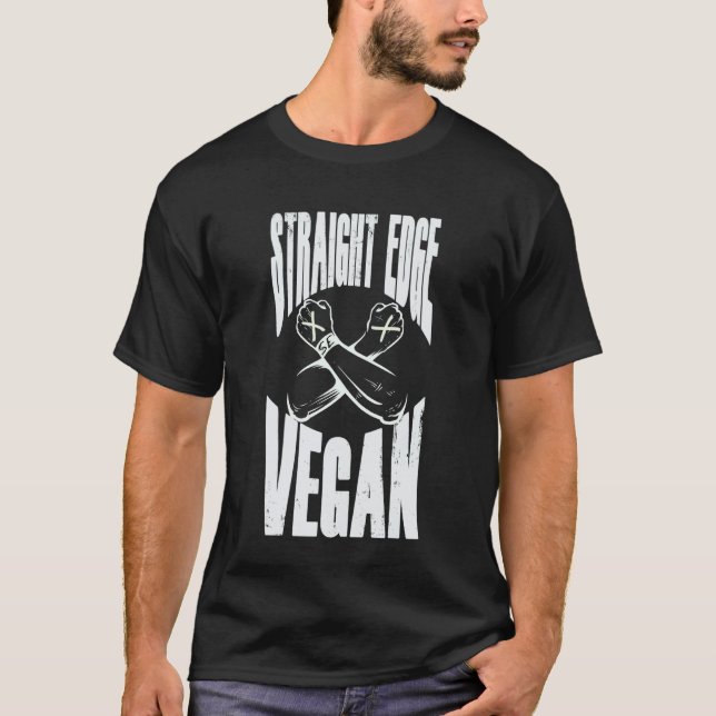 Straight Edge Vegan, Anti-Drog, Punk T Shirt (Framsida)