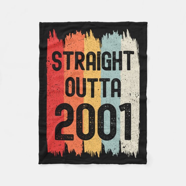 Straight Outta 2001 Funny Retro Birthday Awesome S Fleecefilt (Framsidan)
