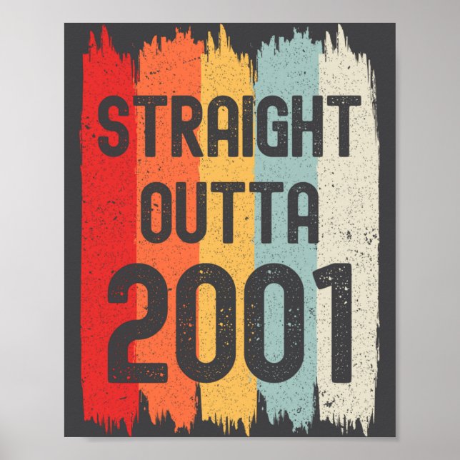 Straight Outta 2001 Funny Retro Birthday Awesome S Poster (Framsidan)