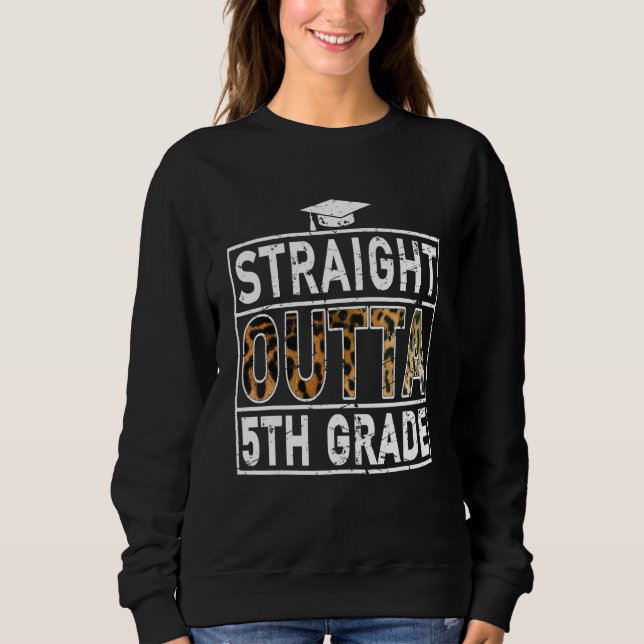 Straight Outta 5Th Grade T-shirt Leopard Lover Kid (Framsida)