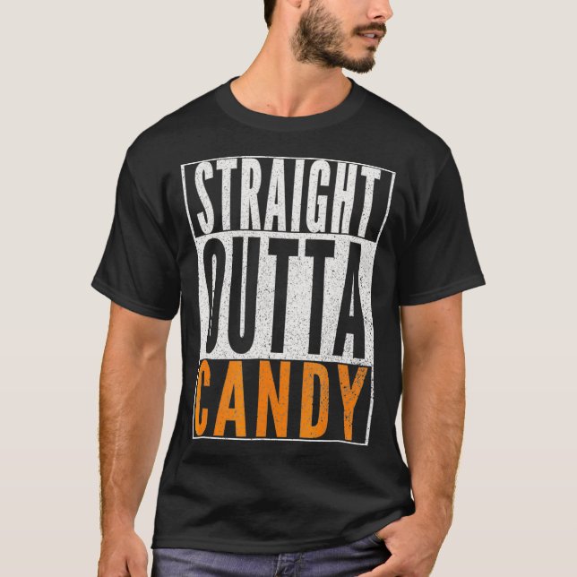 STRAIGHT OUTTA CANDY Trick or Treat Halloween T Shirt (Framsida)