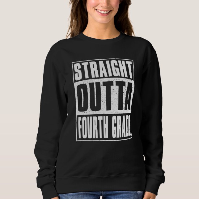 Straight Outta Fourth Grade Kids Girls Boys 4th Gr T Shirt (Framsida)