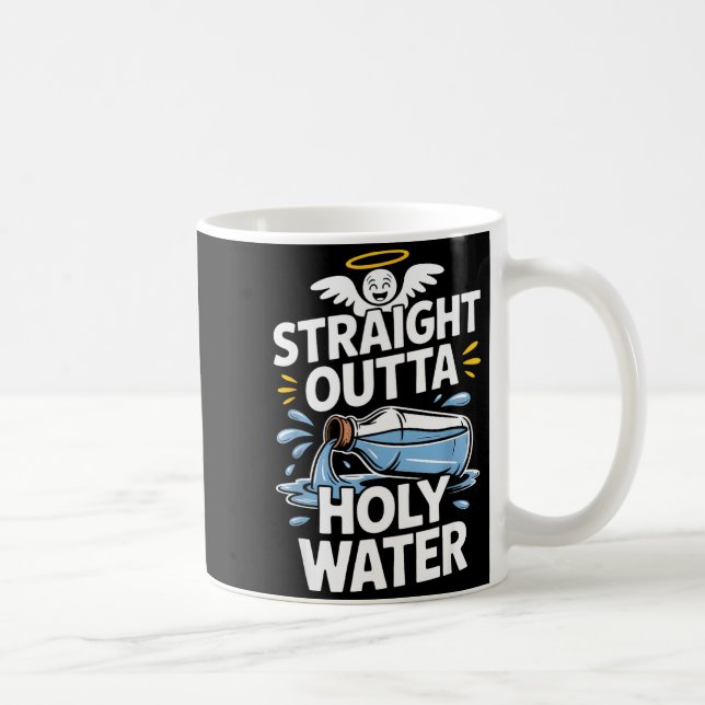 Straight Outta Holy Water Christian Faith Funny Je Kaffemugg (Höger)