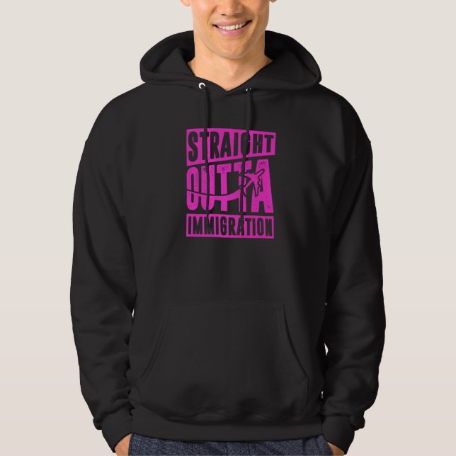 Straight Outta Immigration Holiday Travel  White Hoodie (Framsida)