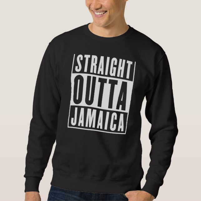 Straight Outta Jamaica Funny Jamaican Men Women Te Lång Ärmad Tröja (Framsida)