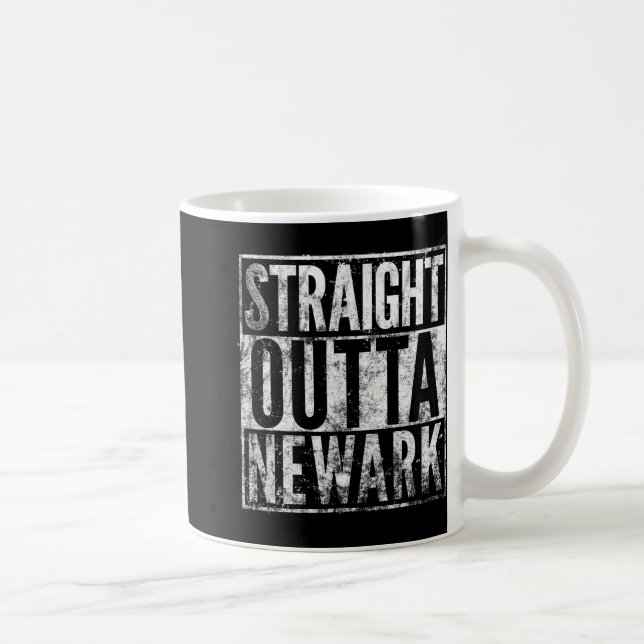 Straight Outta Newark New Jersey Distressed Effect Kaffemugg (Höger)