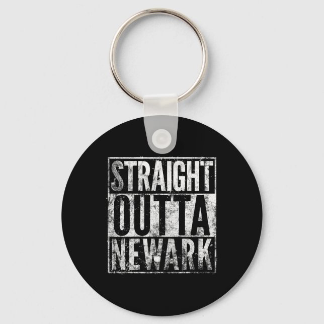 Straight Outta Newark New Jersey Distressed Effect Nyckelring (Framsida)