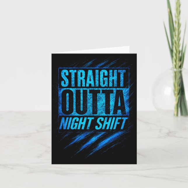 Straight Outta Night Shift - Funny Owl Workers  Kort (Framsida)