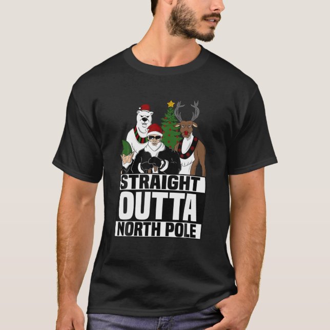 Straight Outta North Pole Christmas Funny Pajama G T Shirt (Framsida)