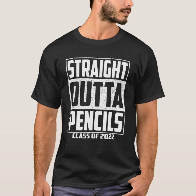Straight Outta Pencils School Boys Kids Graduation T Shirt (Framsida)