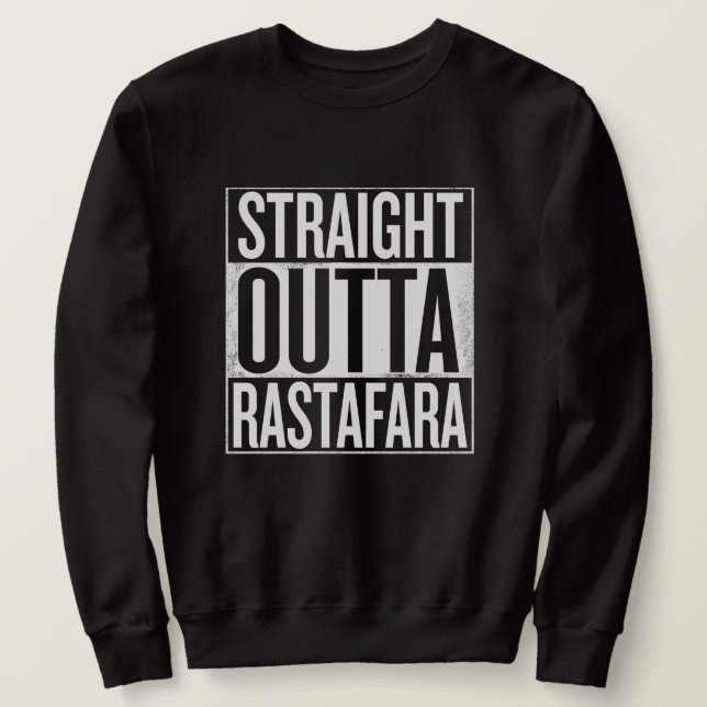 Straight outta Rastafara Rasta Reggae Sweater Lång Ärmad Tröja (Design framsida)