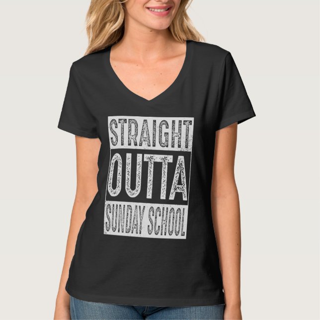 Straight Outta Sunday School   Graduation T Shirt (Framsida)