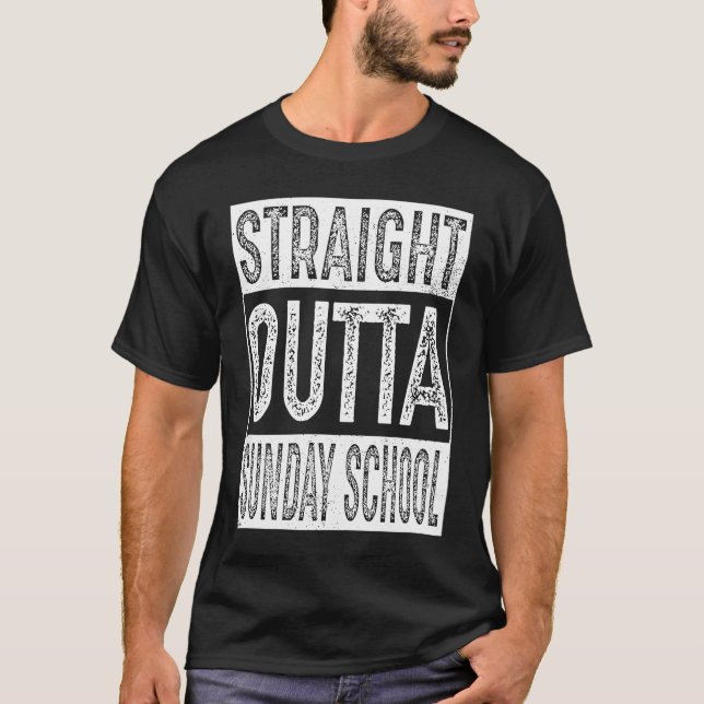 Straight Outta Sunday School   Graduation T Shirt (Framsida)