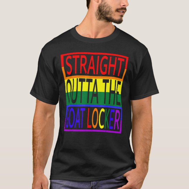Straight Outta The Goat Locker Navy Chief Rainbow  T Shirt (Framsida)
