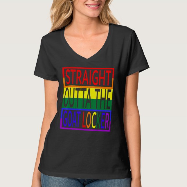 Straight Outta The Goat Locker Navy Chief Rainbow  T Shirt (Framsida)