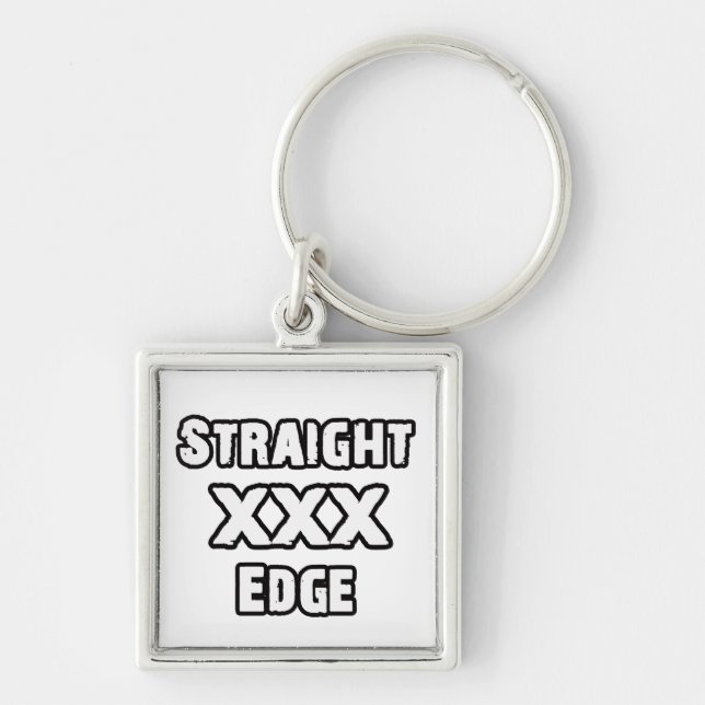 Straightedge Fyrkantig Silverfärgad Nyckelring (Framsidan)