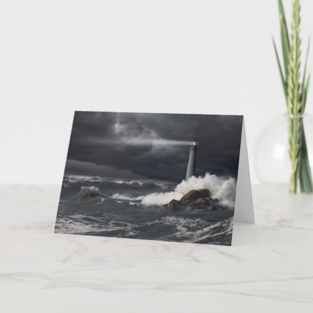 Stråla av ljust glänsande in i stormigt hav kort (Framsida)