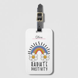 Stråla Positivitet | Färgglad Regnbåge och Blommor Bagagebricka
