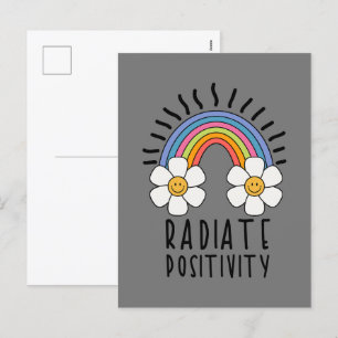 Stråla Positivitet Färgglad Regnbåge och Blommor Helg Vykort