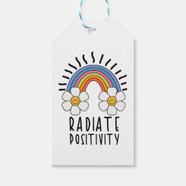 Stråla Positivitet | Färgglad Regnbåge och Blommor Presentetikett