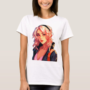 Strålande Animeflicka: Vacker Mangakonst T Shirt