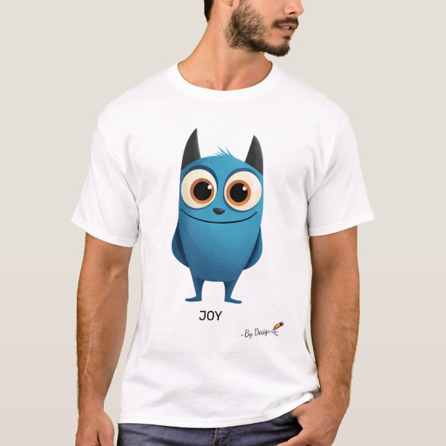 Strålande blå karaktär | Rollig glädjefull design  T Shirt (Framsida)
