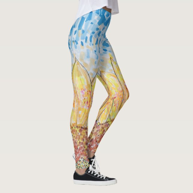 Strålande blommande solros leggings (Höger)