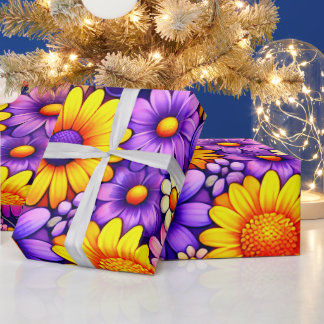 Strålande blommigt gåvmönster presentpapper
