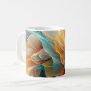 Strålande blomning av eteriska kronblad i ljus kaffemugg
