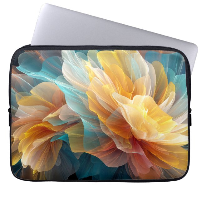 Strålande blomning av eteriska kronblad i ljus laptop fodral (Framsidan)