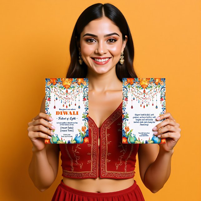 Strålande Diwali-önskningar Inbjudningar (Radiant Diwali Blessings Invitation)