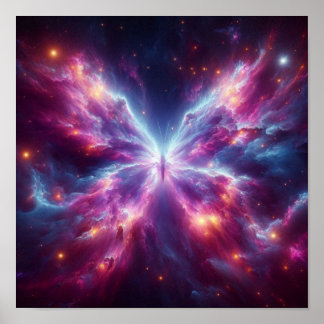 Strålande fjärilsnebulosa i kosmisk himmel poster
