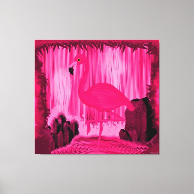 Strålande Flamingo Tropisk Surrealism Canvastryck (Framsida)