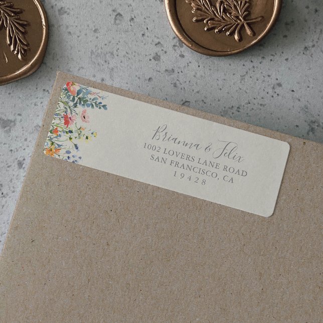 Strålande flerfärgad vildblomma returadressetikett returadress etikett (Skapare uppladdad)