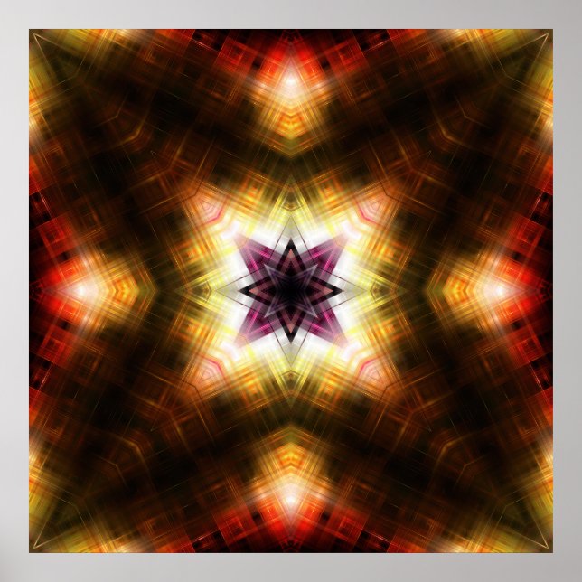 Strålande geometrisk stjärnexplosion med abstrakt  poster (Framsidan)