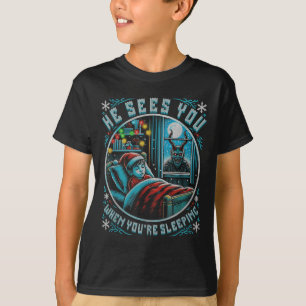 Strålande glad Krampus han ser dig Vintage Ho T Shirt
