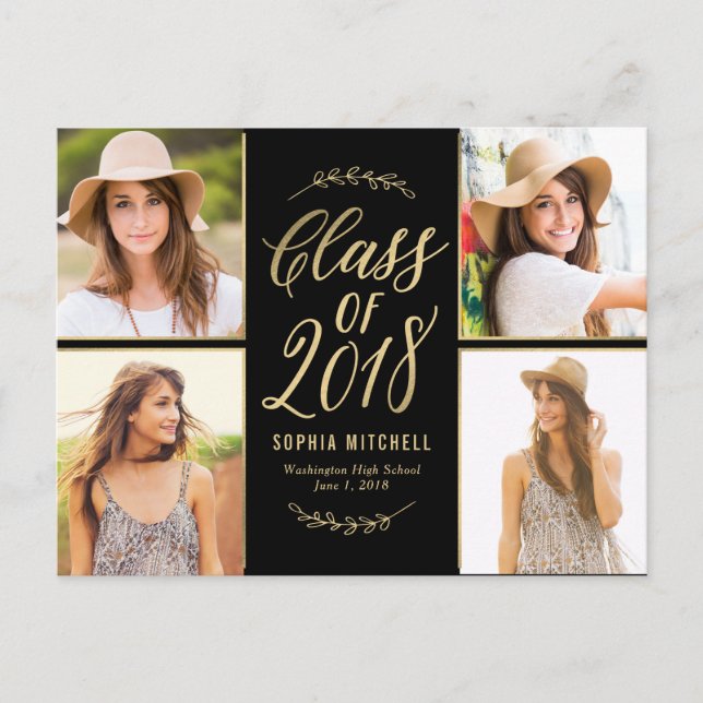 Strålande grenar REDIGERBAR FÄRG Examen-kort Meddelande Vykort (Framsida)