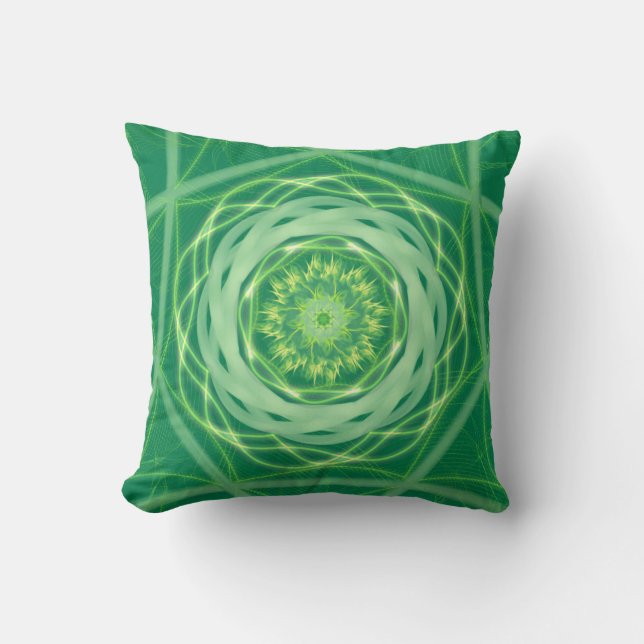 Strålande grön Spirograf-mandala Kudde (Framsida)