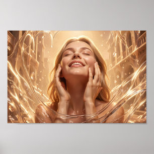 Strålande gyllene serenitetsporträttaffisch poster