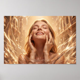 Strålande gyllene serenitetsporträttaffisch poster