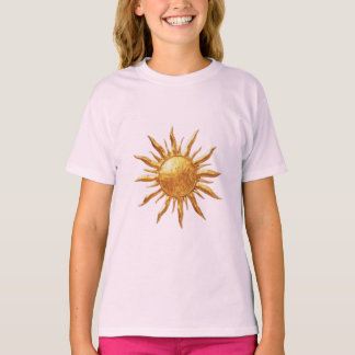 Strålande gyllene sol himmelskt boho konstdesign t shirt