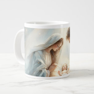 Strålande Heliga Familjens julkrubba Jumbo Mugg