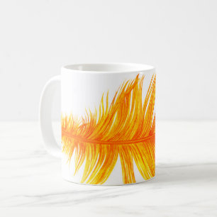Strålande illustration av gyllene fjäder kaffemugg