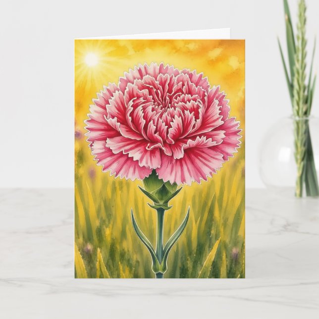Strålande kronblad serie – rosa nejlika kort (Framsida)