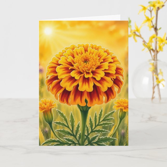 Strålande kronblad serie – sammetsblomma kort (Gul blomma)