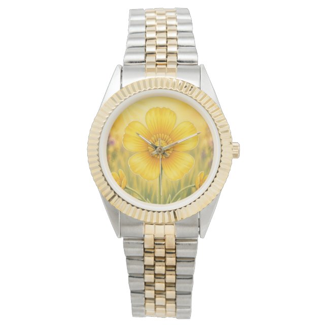 Strålande kronblad serie – Smörblomma Armbandsur (Framsida)