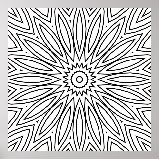 Strålande kronbladssprängning Mandala-design att f Poster (Framsidan)