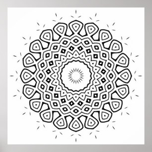 Strålande Mandala Målarbild med Tårringsformad Rin Poster